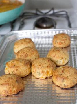 Fresh Cooked Cheesy Biscuits Stock Photos