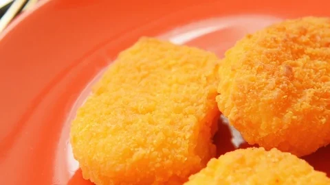 Fresh cooked chicken nuggets for lunch Stock Footage 70091844