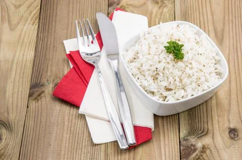 Fresh cooked rice in a bowl Stock Photos