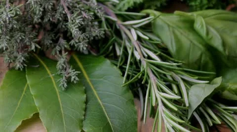 Fresh cooking herbs in kitchen 스톡 동영상 12729401