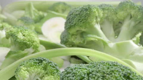 Fresh cooled Vegetable set of Broccoli and Leek. Raw organic vegetables food. 스톡 동영상 150554353
