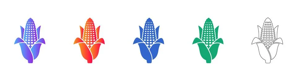 Fresh Corn Cob Icon Collection with Gradient and Outline Styles Stock-Illustration