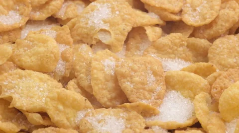 Fresh corn flakes with sugar and milk Video stock 59555343