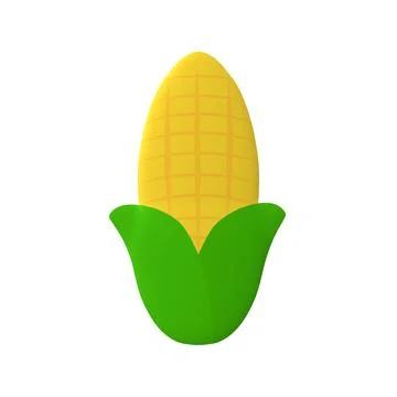 Fresh corn with green leaves, simple illustration Stock Illustration