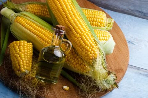 Fresh corn oil Stock Photos