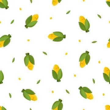 Fresh corn with ornament seamless pattern healthy food element Stock Illustration