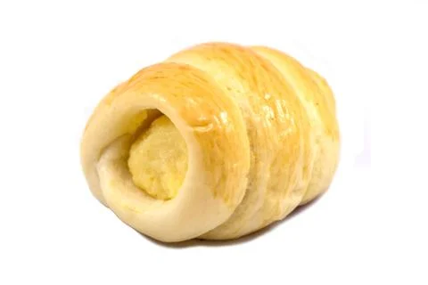 Fresh cream cornet bread - isolated on white background. Stock Photos
