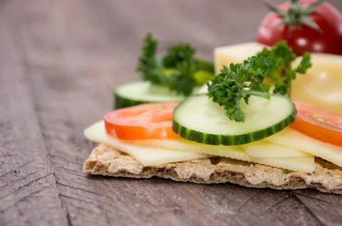 Fresh crispbread with cheese Stock Photos