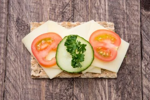 Fresh crispbread with cheese Stock Photos