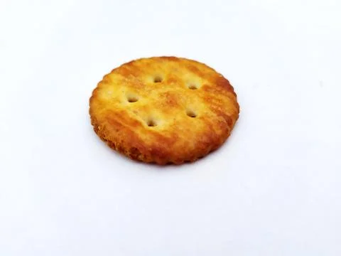 Fresh crispy biscuits isolated on white background Stock Photos