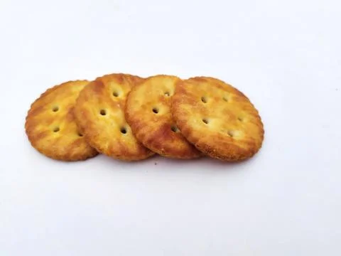 Fresh crispy biscuits isolated on white background Stock Photos