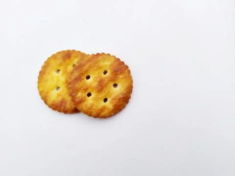 Fresh crispy biscuits isolated on white background Foto stock