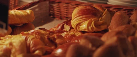 Fresh croissants In a basket Stock Footage 152582884
