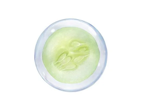Fresh cucumber slice, in bubble isolated on white background Illustrazione stock