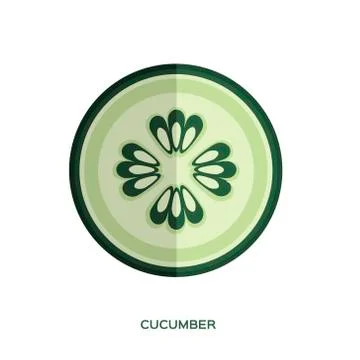 Fresh Cucumber slice over white background. Green Organic Vegetable. Healthy Stock Illustration