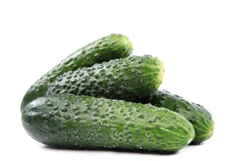 Fresh cucumbers on white background. Stock Photos