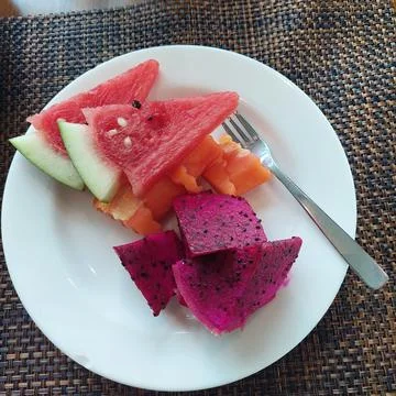 Fresh cut fruit for breakfast Stock Photos