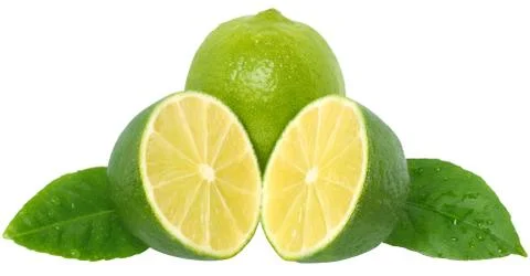Fresh cut lime with leaf Stock-Fotos