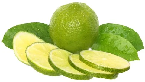 Fresh cut lime with leaf Stock-Fotos