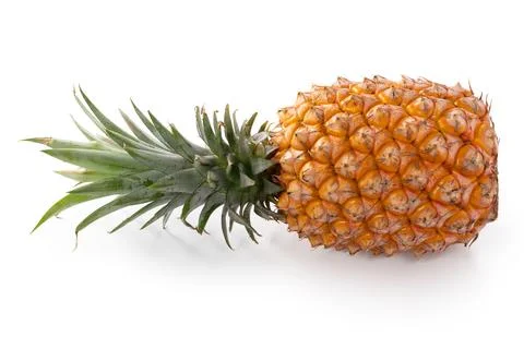 Fresh cut pineapple fruit isolated on white background with clipping path. Stock Photos