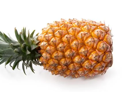 Fresh cut pineapple fruit isolated on white background with clipping path. Stock Photos