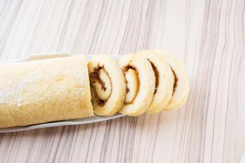 The fresh cut roll Foto stock