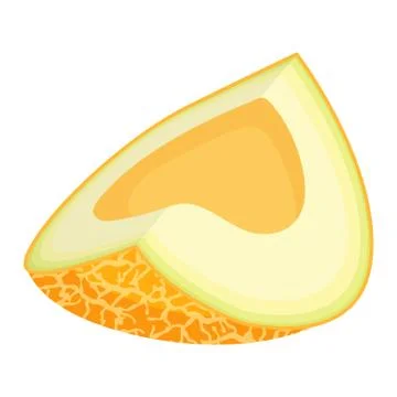 Fresh cut slice melon fruit isolated on white background. Honeydew melon. Sum Stock Illustration