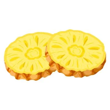 Fresh cut slice rings pineapple fruit isolated on white background. Summer fr Stock Illustration