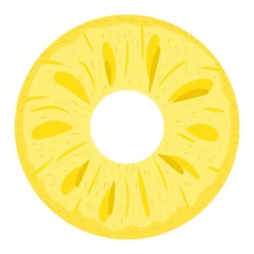 Fresh cut slice rings pineapple fruit isolated on white background. Summer fr Stock Illustration