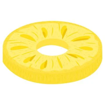 Fresh cut slice rings pineapple fruit isolated on white background. Summer fr Stock Illustration
