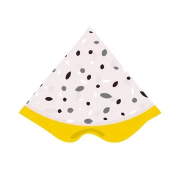 Fresh cut slice yellow pitaya fruits isolated on white background. Summer fru Stock Illustration