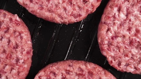Fresh cutlets rotate background top view Stock Footage 101594666