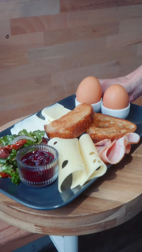 Fresh Danish Breakfast Served on Table Stock Footage 339469920