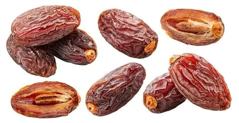 Fresh dates fruit on white background Stock Photos