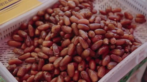 Fresh Dates In Plastic Crate At Market In Morocco Vídeos de archivo 339064513