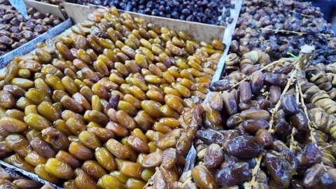 Fresh Dates at Souk El Had, Agadir, Morocco July 24, 2024 Stock Footage 280782944