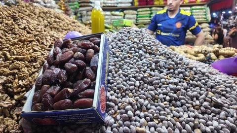 Fresh Dates at Souk El Had, Agadir, Morocco July 24, 2024 Stock Footage 280782963