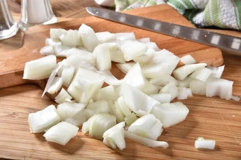 Fresh diced onions Stock Photos
