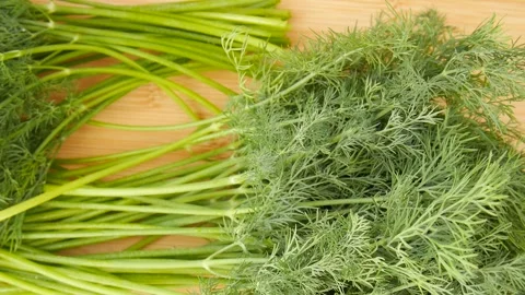 Fresh dill on the table. 스톡 동영상 328652056