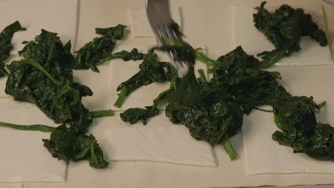 Fresh dish with spinach and melted cheese Stock Footage 125675649
