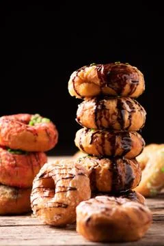 Fresh donuts close up Stock Photos