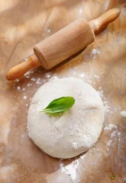Fresh dough with a rolling pin Stock Photos