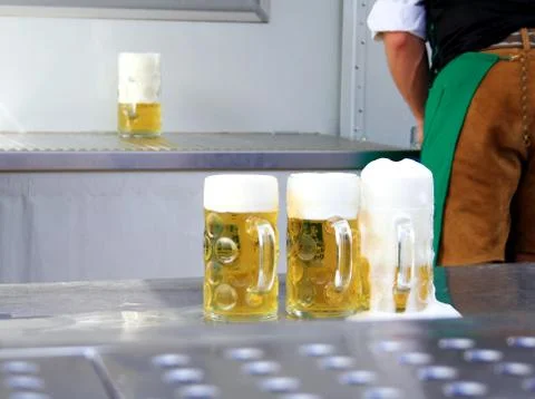 Fresh draft three liters beer at oktoberfest Stock Photos