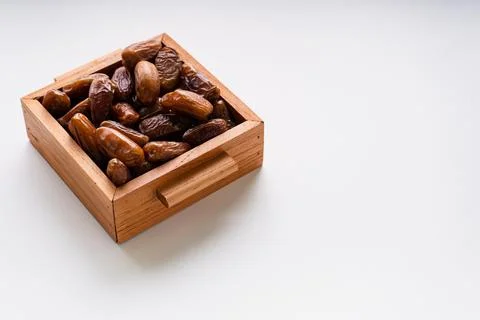 Fresh dried dates fruit on white isolated background. Stock Photos
