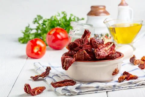 Fresh dried tomatoes. Stock Photos