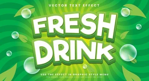 Fresh Drink 3d editable text effect Template Illustrazione stock