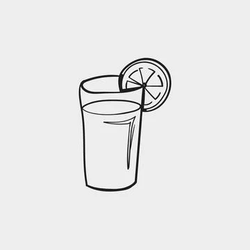 Fresh drink with lemon slice sits on table in warm weather during afternoon.. Stock Illustration