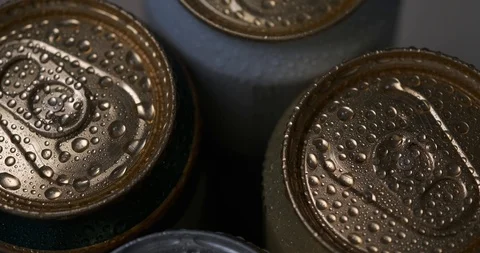 Fresh drink in package, close-up of water droplets, alcohol in bar, fresh beer Stock Footage 119054673