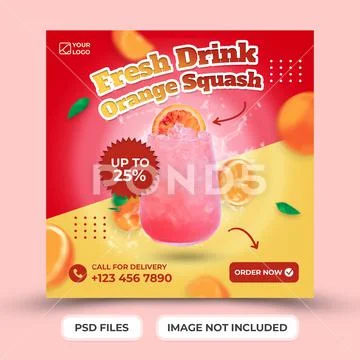 Fresh Drink social media post template PSD Template