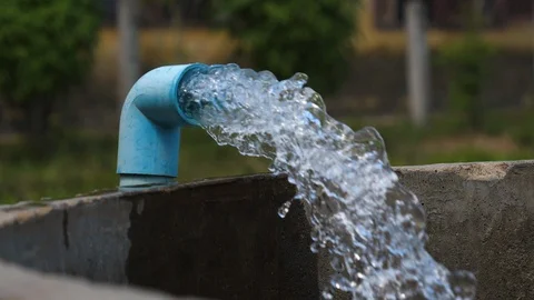 Fresh Drinking Flows From Water Pump Video stock 126201474